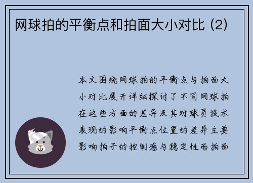网球拍的平衡点和拍面大小对比 (2)